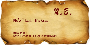 Mátai Baksa névjegykártya